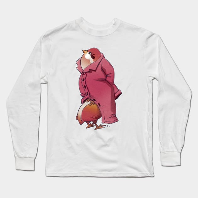 Three Birds in a Trench Coat Long Sleeve T-Shirt by Theysaurus